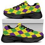 Mardi Gras Fat Tuesday Argyle Print Black Chunky Shoes
