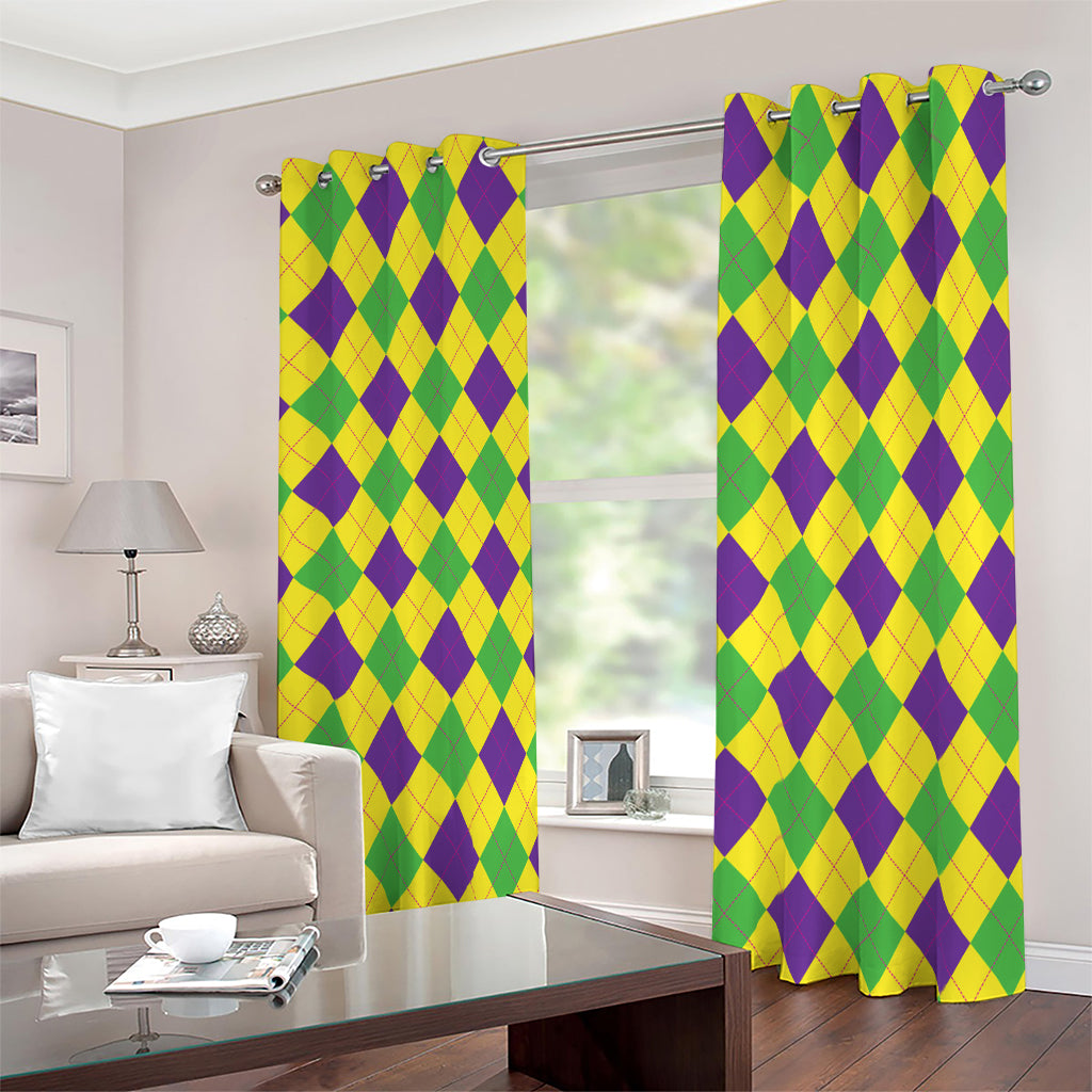 Mardi Gras Fat Tuesday Argyle Print Blackout Grommet Curtains