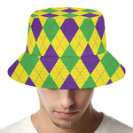 Mardi Gras Fat Tuesday Argyle Print Bucket Hat