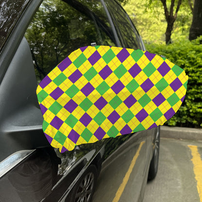 Mardi Gras Fat Tuesday Argyle Print Car Side Mirror Covers