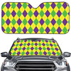 Mardi Gras Fat Tuesday Argyle Print Car Windshield Sun Shade