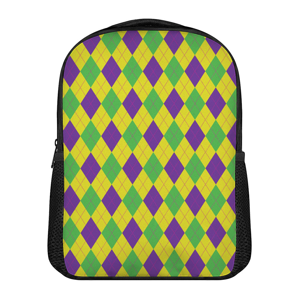 Mardi Gras Fat Tuesday Argyle Print Casual Backpack