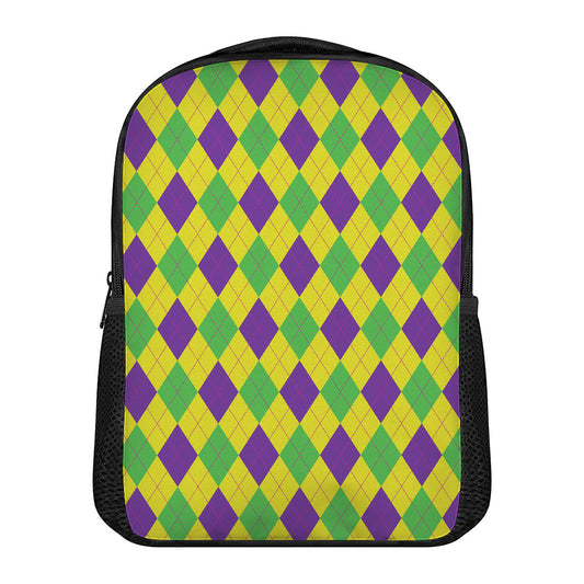 Mardi Gras Fat Tuesday Argyle Print Casual Backpack