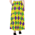 Mardi Gras Fat Tuesday Argyle Print Chiffon Maxi Skirt