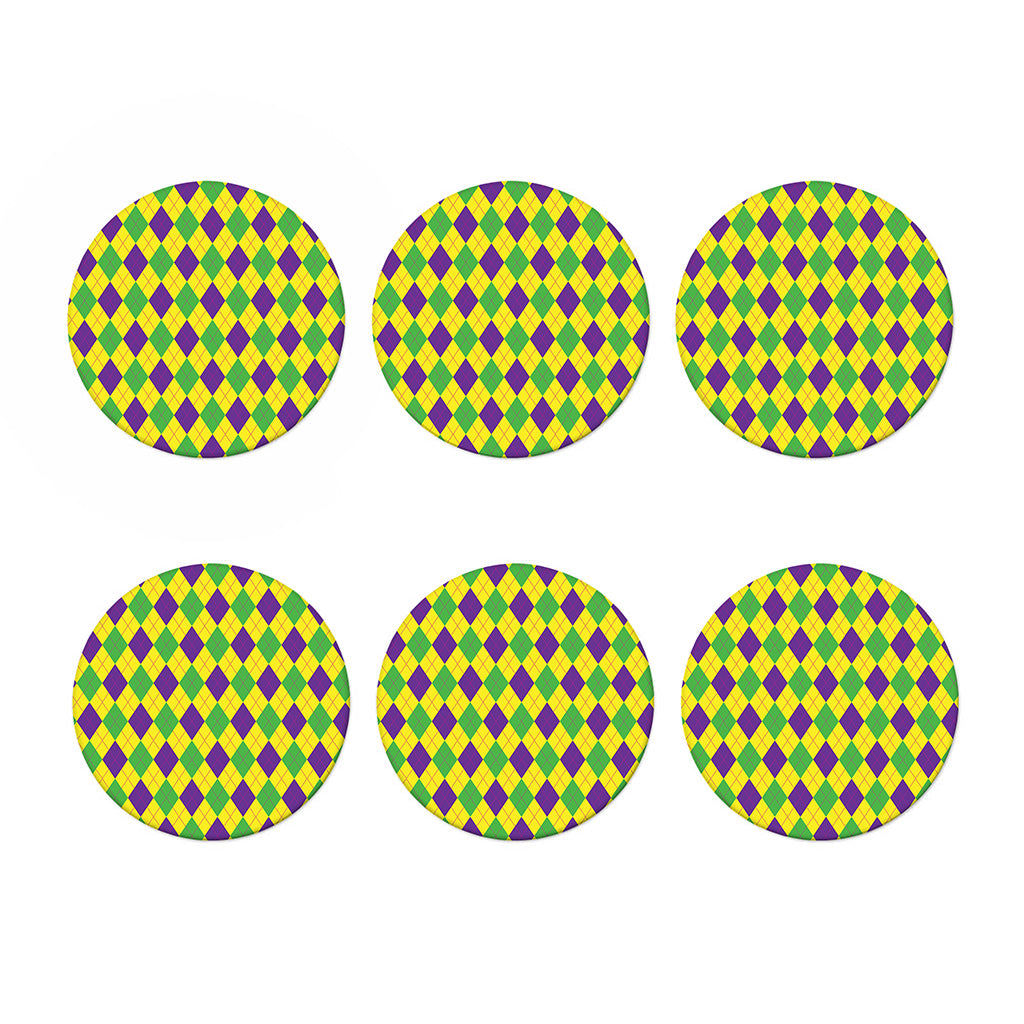 Mardi Gras Fat Tuesday Argyle Print Coaster Set