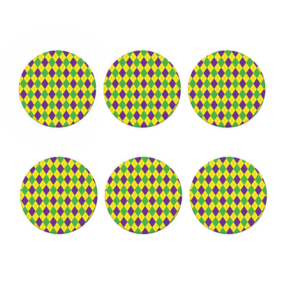 Mardi Gras Fat Tuesday Argyle Print Coaster Set