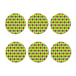 Mardi Gras Fat Tuesday Argyle Print Coaster Set