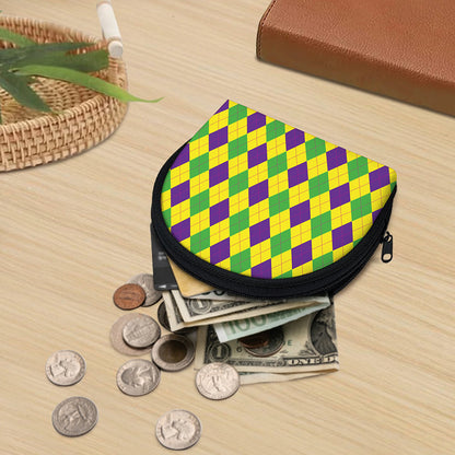 Mardi Gras Fat Tuesday Argyle Print Coin Purse