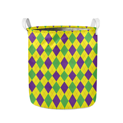 Mardi Gras Fat Tuesday Argyle Print Collapsible Laundry Basket