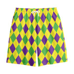 Mardi Gras Fat Tuesday Argyle Print Cotton Shorts
