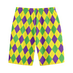 Mardi Gras Fat Tuesday Argyle Print Cotton Shorts