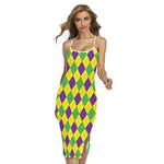 Mardi Gras Fat Tuesday Argyle Print Cross Back Cami Dress