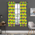 Mardi Gras Fat Tuesday Argyle Print Curtain