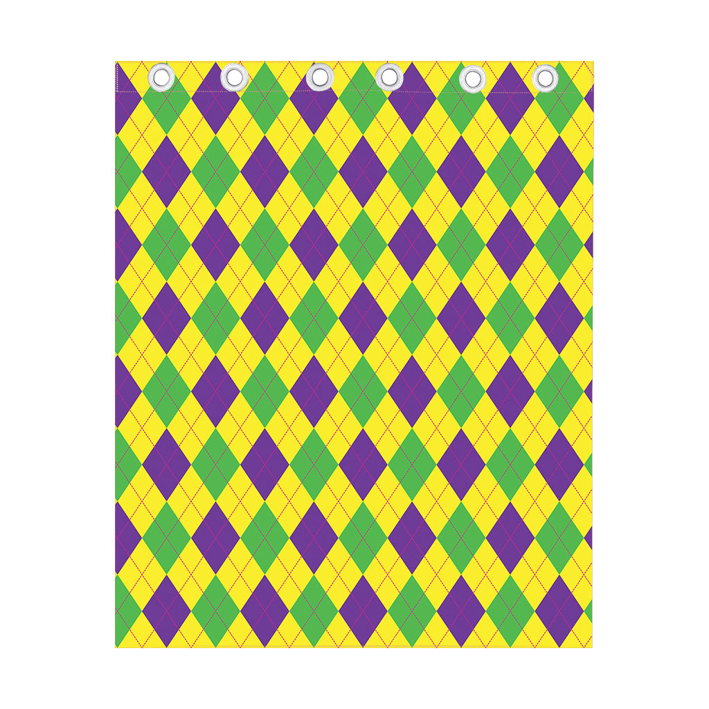 Mardi Gras Fat Tuesday Argyle Print Curtain