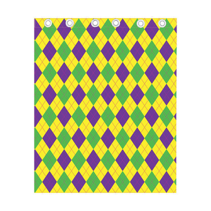 Mardi Gras Fat Tuesday Argyle Print Curtain
