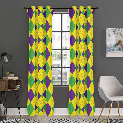 Mardi Gras Fat Tuesday Argyle Print Curtain