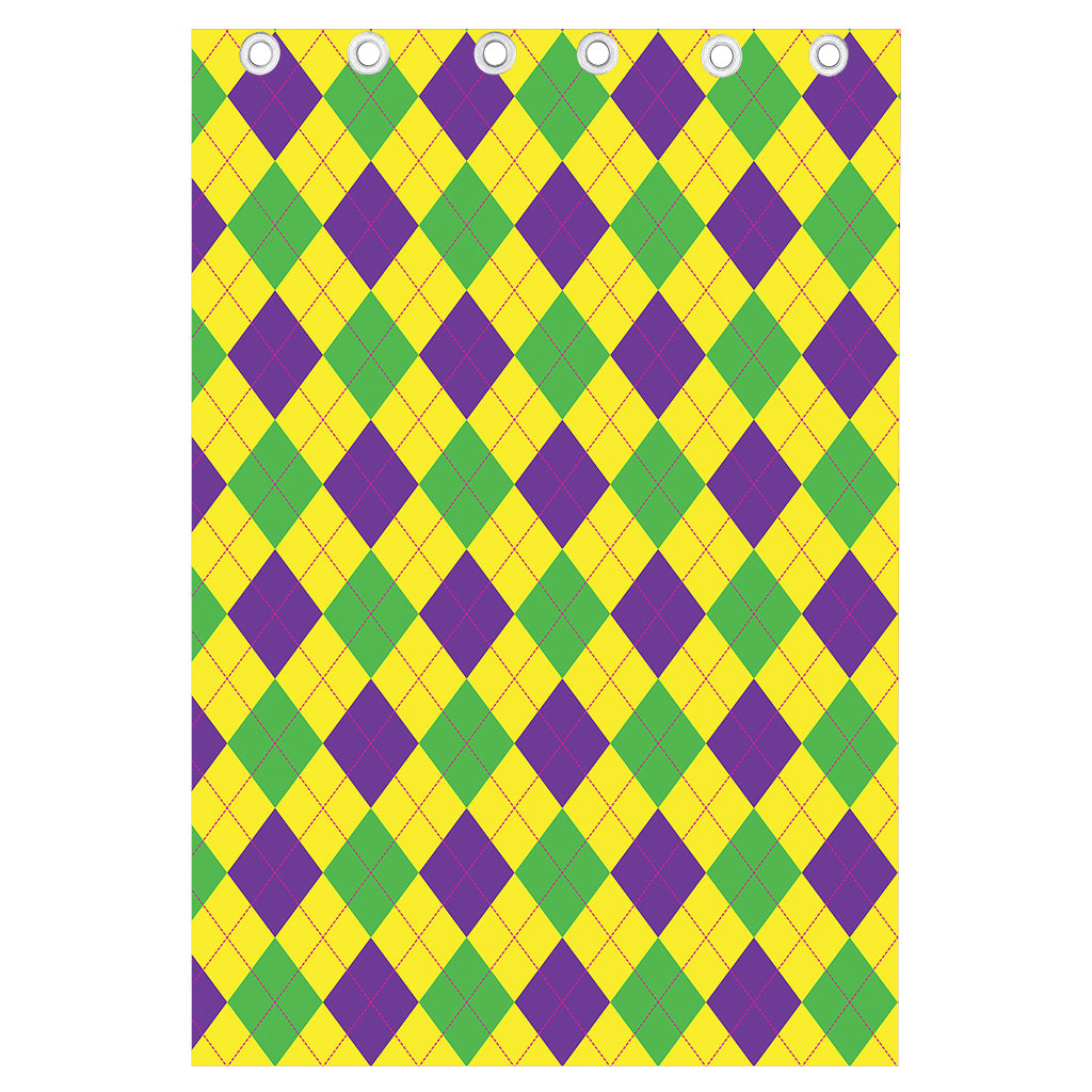 Mardi Gras Fat Tuesday Argyle Print Curtain