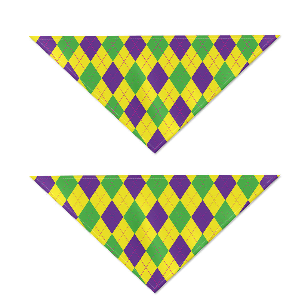 Mardi Gras Fat Tuesday Argyle Print Dog Bandana