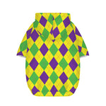Mardi Gras Fat Tuesday Argyle Print Dog Zip Up Hoodie