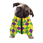 Mardi Gras Fat Tuesday Argyle Print Dog Zip Up Jacket