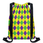 Mardi Gras Fat Tuesday Argyle Print Drawstring Backpack