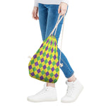 Mardi Gras Fat Tuesday Argyle Print Drawstring Bag