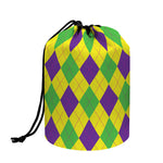 Mardi Gras Fat Tuesday Argyle Print Drawstring Makeup Bag