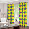 Mardi Gras Fat Tuesday Argyle Print Extra Wide Grommet Curtains