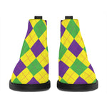 Mardi Gras Fat Tuesday Argyle Print Flat Ankle Boots
