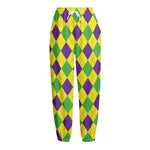 Mardi Gras Fat Tuesday Argyle Print Fleece Lined Knit Pants