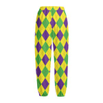 Mardi Gras Fat Tuesday Argyle Print Fleece Lined Knit Pants