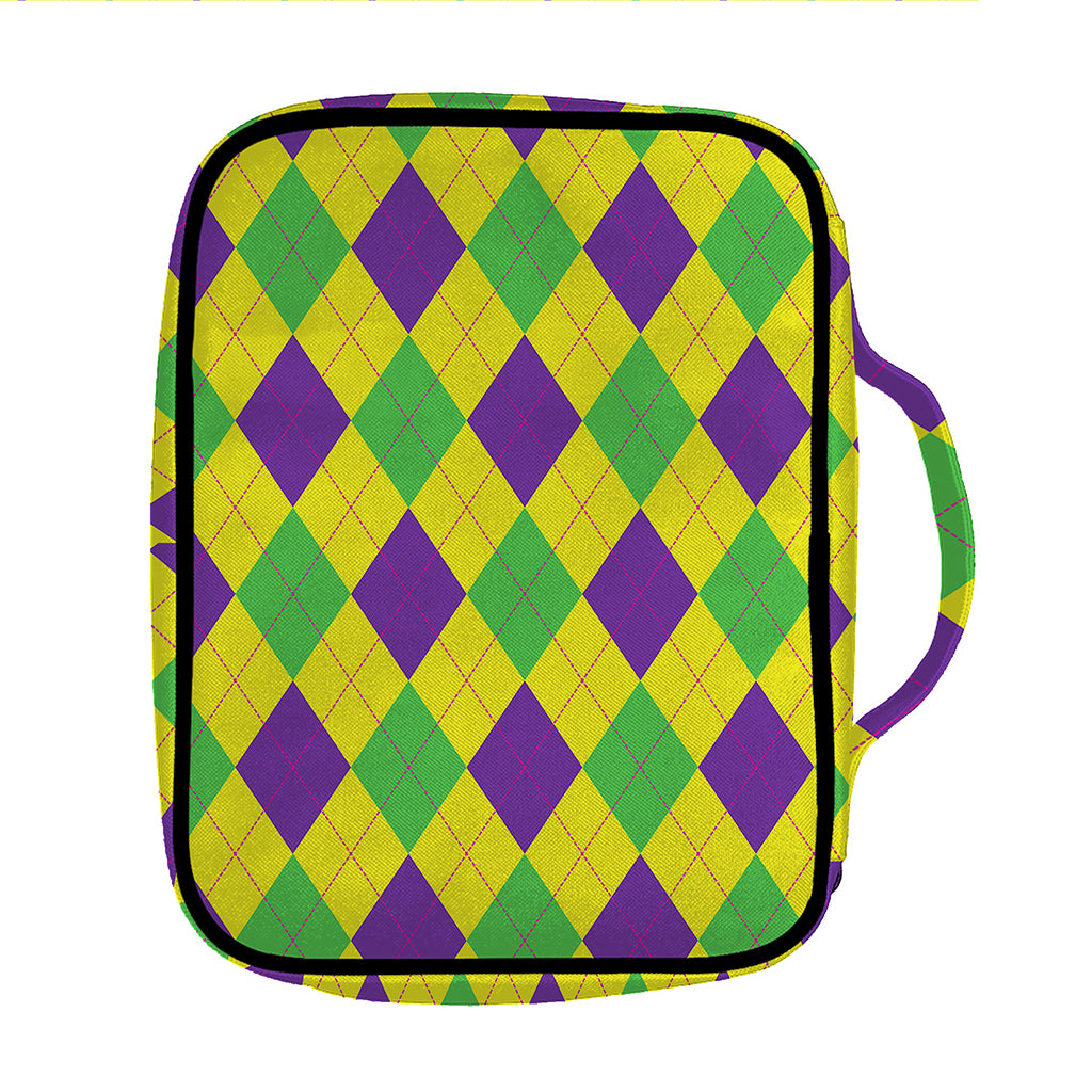 Mardi Gras Fat Tuesday Argyle Print Front Pocket Bible Bag
