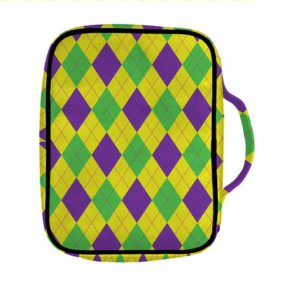 Mardi Gras Fat Tuesday Argyle Print Front Pocket Bible Bag