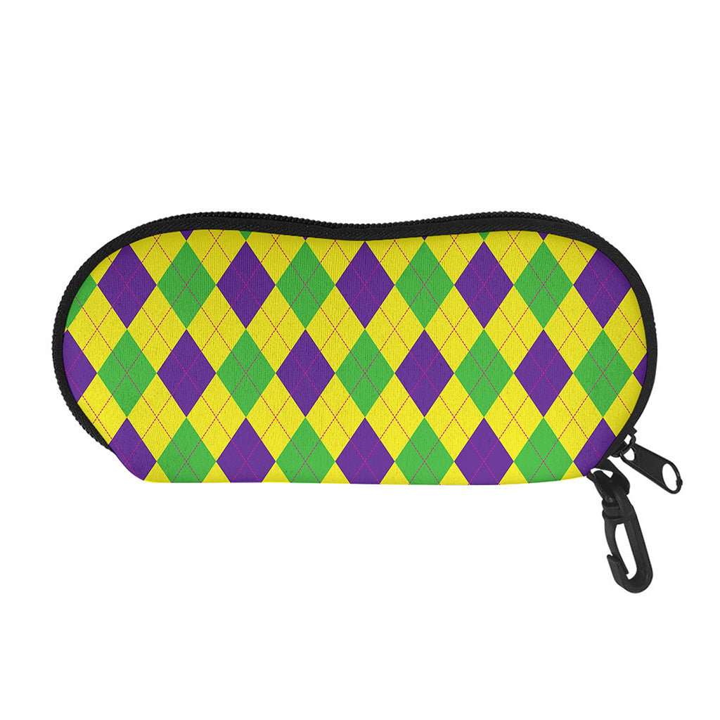 Mardi Gras Fat Tuesday Argyle Print Glasses Case