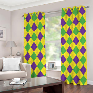 Mardi Gras Fat Tuesday Argyle Print Grommet Curtains