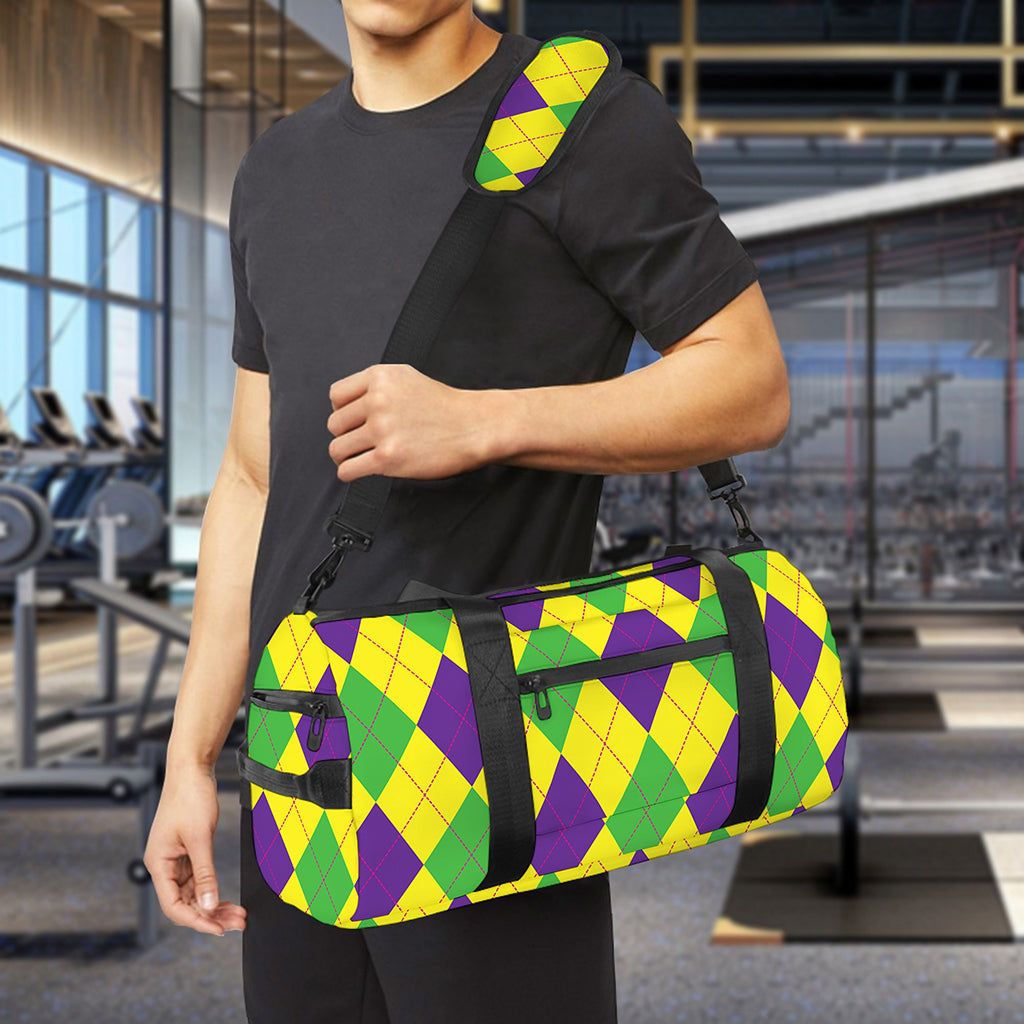 Mardi Gras Fat Tuesday Argyle Print Gym Bag
