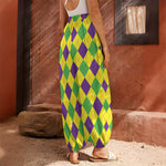 Mardi Gras Fat Tuesday Argyle Print Harem Pants