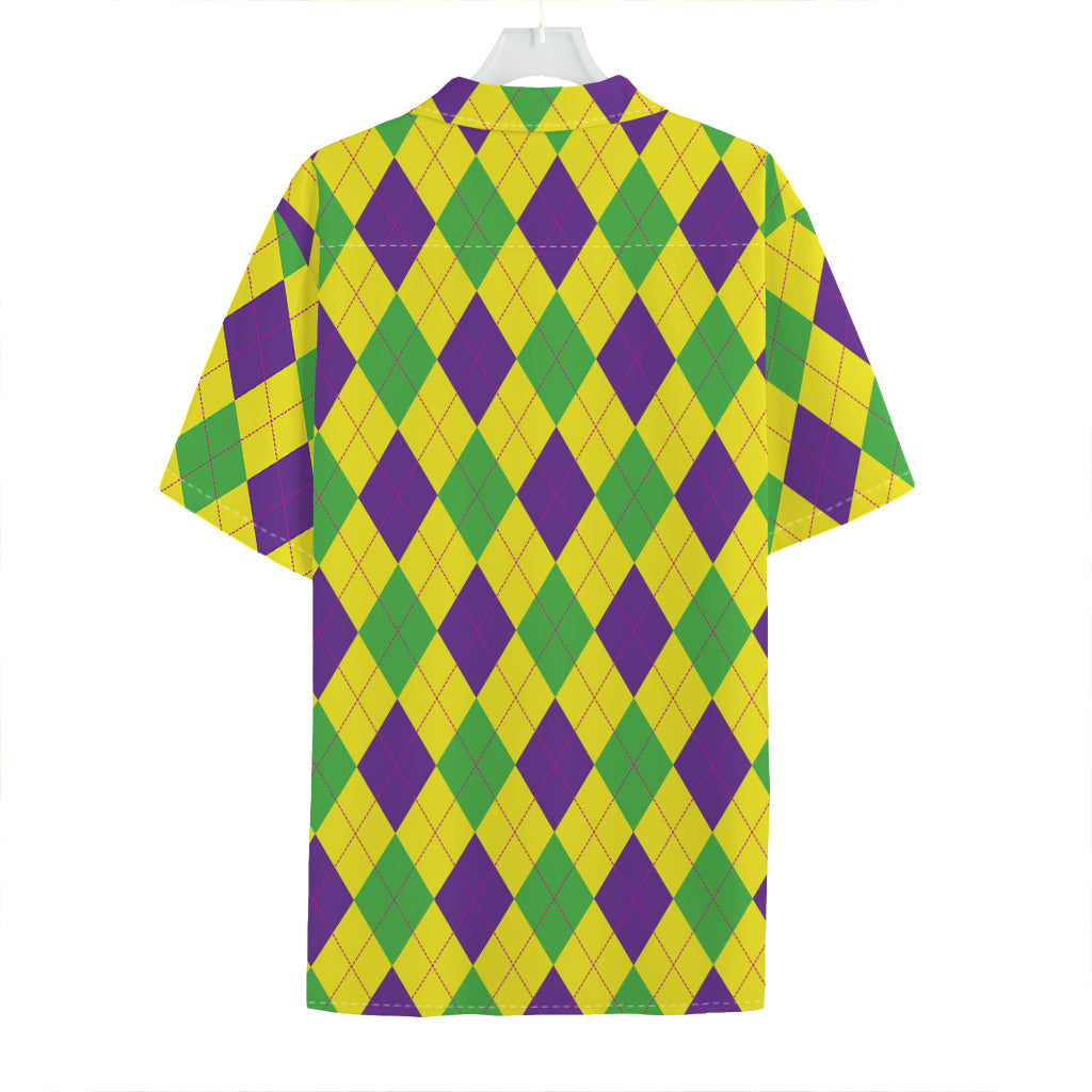 Mardi Gras Fat Tuesday Argyle Print Hawaiian Shirt