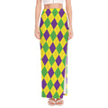 Mardi Gras Fat Tuesday Argyle Print High Slit Maxi Skirt