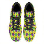 Mardi Gras Fat Tuesday Argyle Print High Top Leather Sneakers