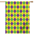 Mardi Gras Fat Tuesday Argyle Print House Flag
