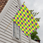 Mardi Gras Fat Tuesday Argyle Print House Flag