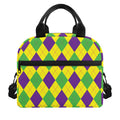 Mardi Gras Fat Tuesday Argyle Print Insulated Lunch Bag