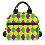 Mardi Gras Fat Tuesday Argyle Print Insulated Lunch Bag