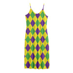 Mardi Gras Fat Tuesday Argyle Print Jersey Midi Cami Dress