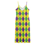 Mardi Gras Fat Tuesday Argyle Print Jersey Midi Cami Dress