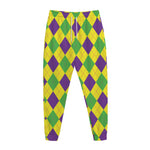 Mardi Gras Fat Tuesday Argyle Print Jogger Pants