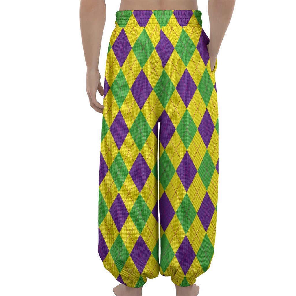 Mardi Gras Fat Tuesday Argyle Print Lantern Pants