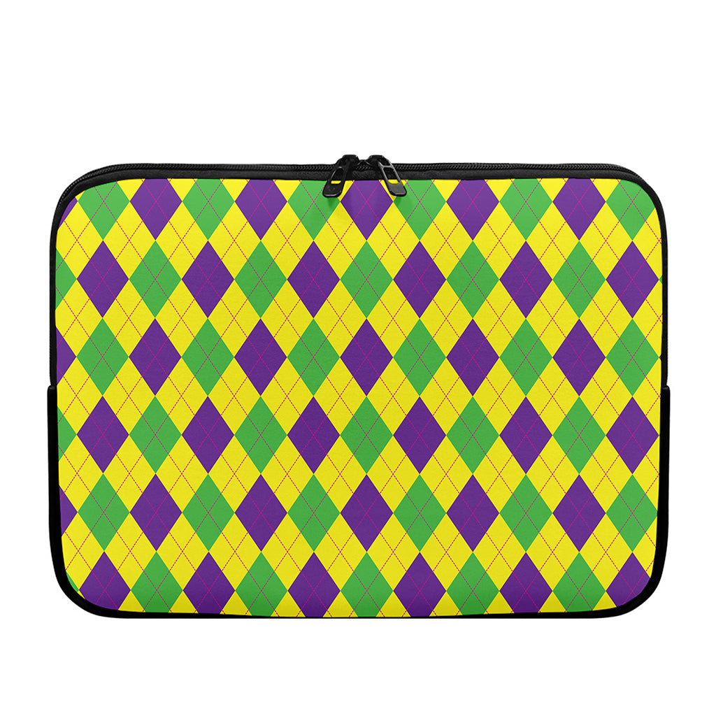 Mardi Gras Fat Tuesday Argyle Print Laptop Sleeve