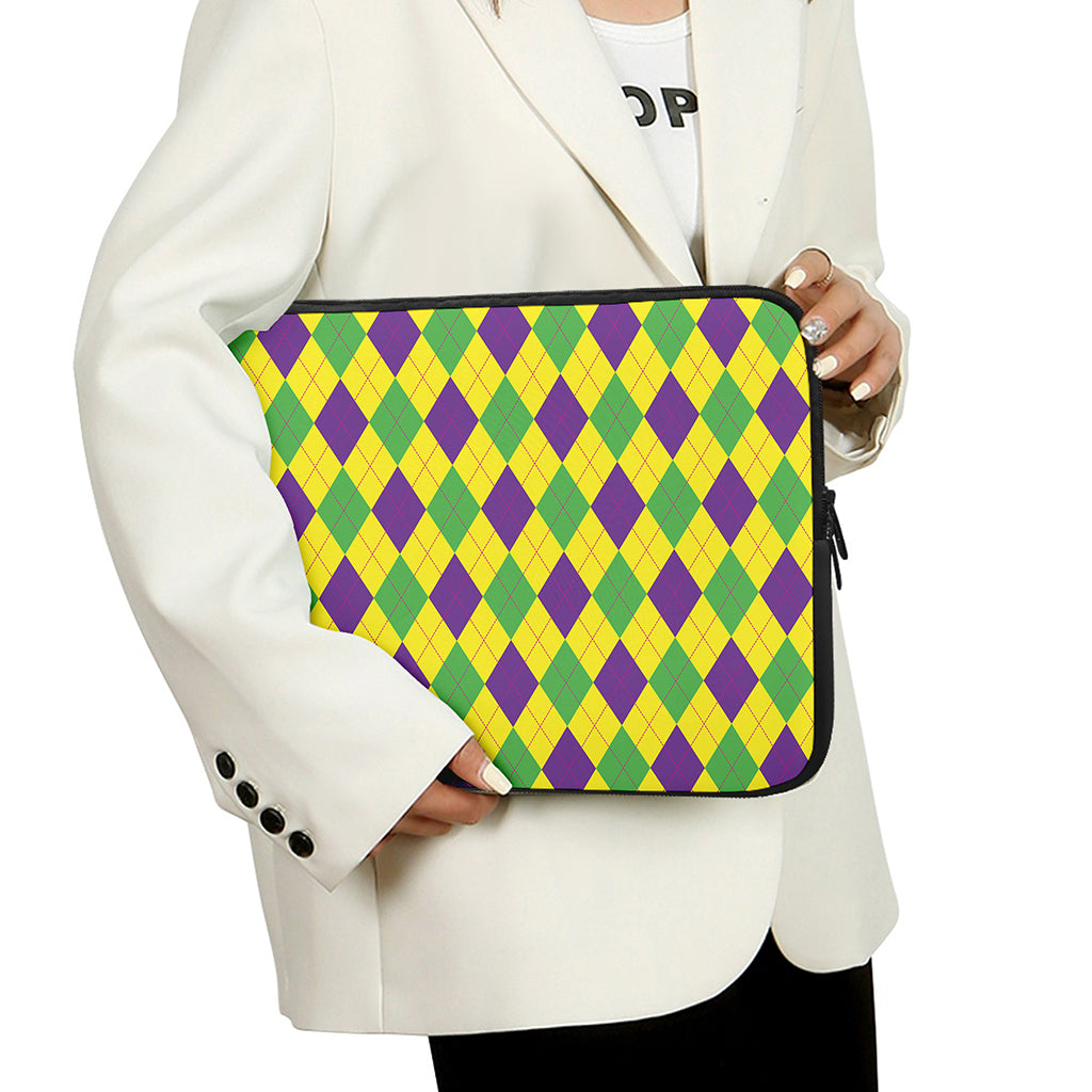 Mardi Gras Fat Tuesday Argyle Print Laptop Sleeve